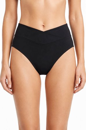 Siyah V Yüksek Bel Tek Alt Bikini