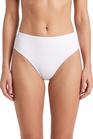 Beyaz Kabartma Dokulu Tek Alt Bikini