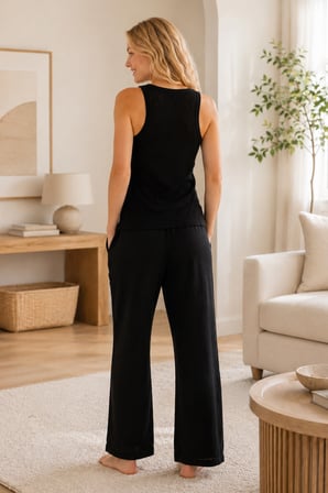 Siyah Müslin 3lü Pijama Takımı