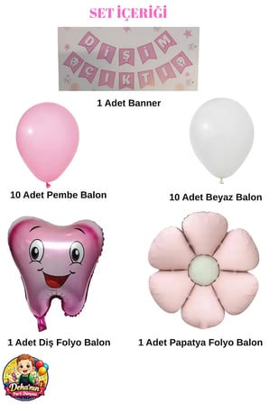 Dehaparty Dişim Çıktı Parti Süsleme Seti Pembe