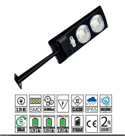 Horoz Compact 20w Led Solar Sokak Armatürü 230Lm 6400k SMD Led Beyaz Işık Su Geçirmez (12-15 saat)