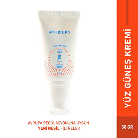 ATHENIAS Sunscreen Anti Dark Spot Leke Karşıtı SPF50+ Tüm Cilt Tipleri Uva Uvb Yüz Güneş Kremi 50 gr