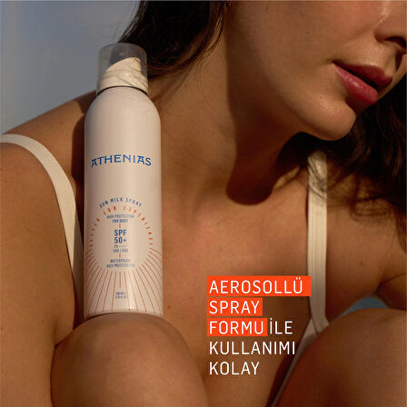 ATHENIAS Sun Milk Spray SPF50+ Tüm Cilt Tipleri İçin Uva Uvb Yüksek Korumalı Güneş Kremi 200 ml