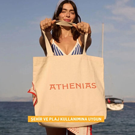 ATHENIAS Kanvas Kumaş Çanta Plaj ve Çok Amaçlı