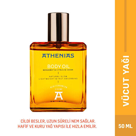 ATHENIAS Yüz Ve Vücut Yağı 50 ml 21 Çeşit Organik Yağ Ve Ekstrakt Nemlendirici Doğal Parlaklık