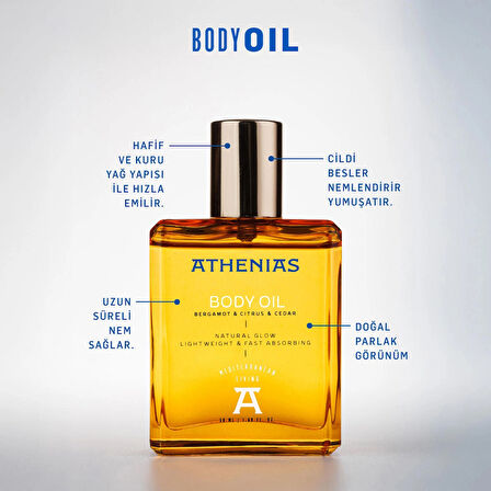 ATHENIAS Yüz ve Vücut Yağı 50 ml 21 Çeşit Organik Yağ ve Ekstrakt Nemlendirici Doğal Parlaklık x 2 Adet