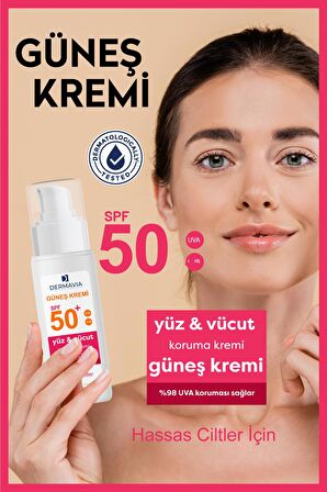 Spf 50 Yüz Ve Vücut Koruma Hassas, Kuru & Kızarık Ciltler Için Güneş Kremi 100 ml Panthenol