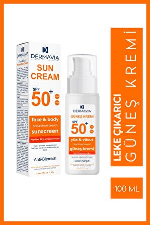 Spf 50 Yüz Ve Vücut Koruma Leke Karşıtı Güneş Kremi 100 ml - Suya Dayanıklı Karma Ciltler