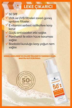 Spf 50 Yüz Ve Vücut Koruma Leke Karşıtı Güneş Kremi 100 ml - Suya Dayanıklı Karma Ciltler