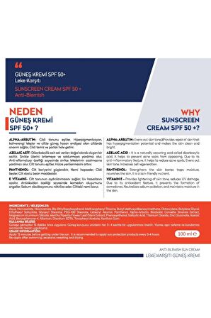 Spf 50 Yüz Ve Vücut Koruma Leke Karşıtı Güneş Kremi 100 ml - Suya Dayanıklı Karma Ciltler