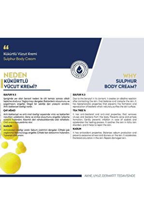 Kükürtlü Vücut Kremi 150 ml Lekeli Cilt Uyuz, Akne & Egzamaya Karşı Krem Sebum Dengeleyici