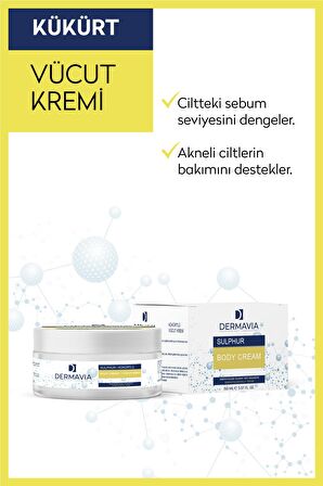 Kükürtlü Vücut Kremi 150 ml Lekeli Cilt Uyuz, Akne & Egzamaya Karşı Krem Sebum Dengeleyici