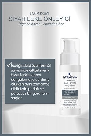 Siyah Nokta Önleyici Cilt Lekelerine Karşı & Beyazlatıcı Bakım Kremi 50 ml - Laktik Asit