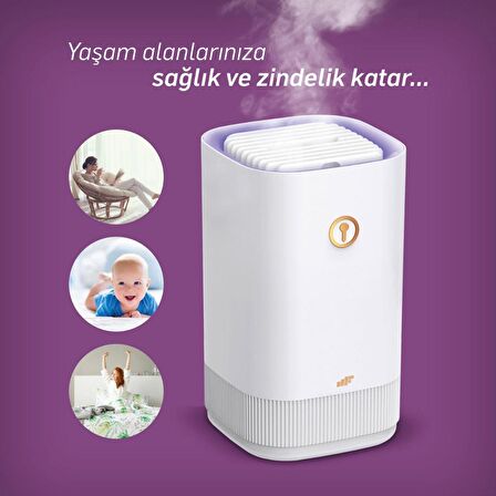 MF Product AirFresh MF0668 Led Işıklı Ultra Sessiz 3300 ml Hava Nemlendirici - Beyaz