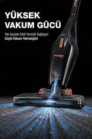 Fantom Hamarat P 1500 Toz Torbasız Dikey Süpürge Siyah