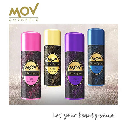 MOV Glitter Sprey – Mavi | Saç & Vücut Işıltılı Sim Sprey