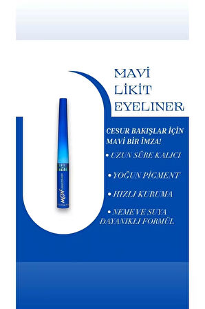 MOV Likit Eyeliner – Mavi, 3,5 g | Suya Dayanıklı ve Kalıcı