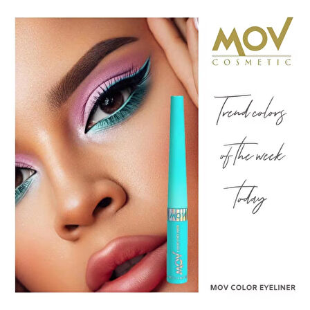 MOV Likit Eyeliner – Turkuaz, 3,5 g | Suya Dayanıklı & Kalıcı