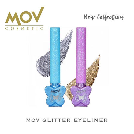MOV Glitter Eyeliner Mavi – Işıltılı Mavi Kalem Eyeliner – Suya / Tere Dayanıklı Parlak Görünüm