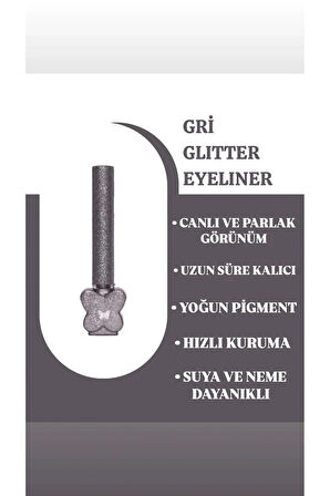 MOV Glitter Eyeliner Gri – Metalik Gri Işıltılı Kalem Eyeliner – Suya/Tere Dayanıklı & Kalıcı