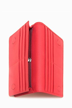 Hakiki Deri RFID Korumalı Telefonlu El Portföyü 804 - Kırmızı
