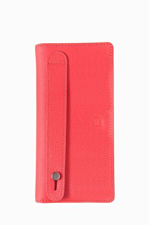 Hakiki Deri RFID Korumalı Telefonlu El Portföyü 804 - Kırmızı