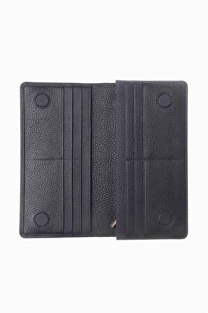 Hakiki Deri RFID Korumalı Telefonlu El Portföyü 804 - Lacivert