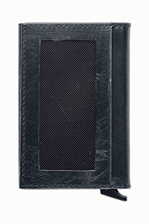 Damy Hakiki Deri Unisex Mekanizmalı Kartlık 611CR - Siyah