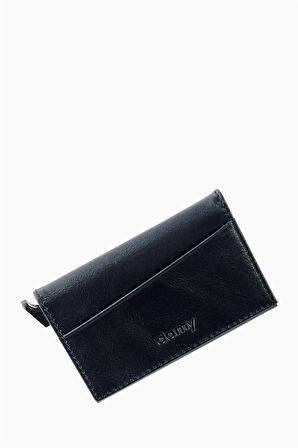 Damy Hakiki Deri Unisex Mekanizmalı Kartlık 611CR - Siyah
