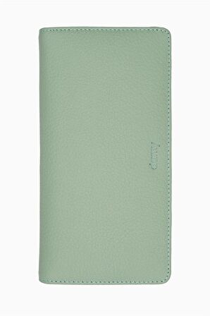 Damy Hakiki Deri RFID Korumalı Telefonlu El Portföyü 804 - Yeşil