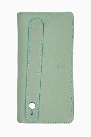 Damy Hakiki Deri RFID Korumalı Telefonlu El Portföyü 804 - Yeşil