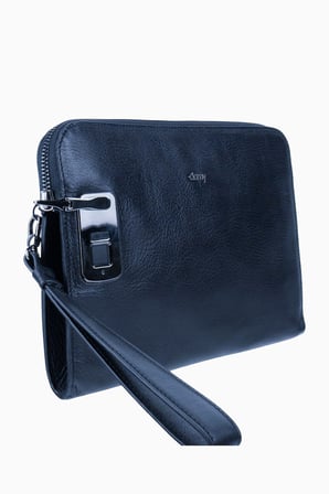 Damy Hakiki Deri Unisex Parmak Okuyuculu El Çantası 8413 - Lacivert