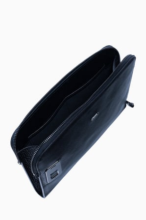Damy Hakiki Deri Unisex Parmak Okuyuculu El Çantası 8413 - Lacivert