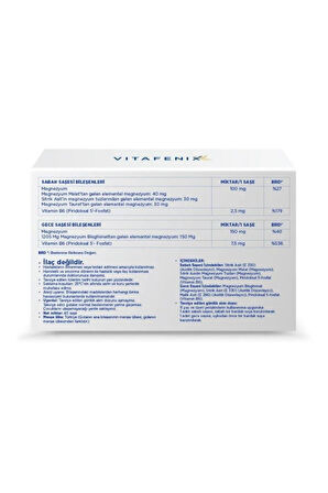 Vitafenix Magna P Magnezyum ve Vitamin B6 İçeren Şase Takviye Edici Gıda 60 Şase  - SKT:03/2026