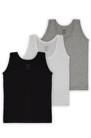 Erkek Çocuk Atlet 3'lü Paket %100 Pamuklu Penye