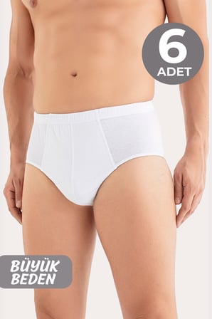 Erkek Büyük Beden Külot Slip 6'lı Paket %100 Pamuklu