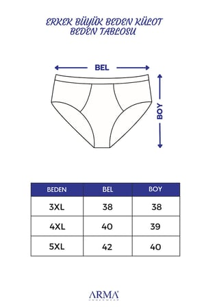 Erkek Büyük Beden Külot Slip 6'lı Paket %100 Pamuklu