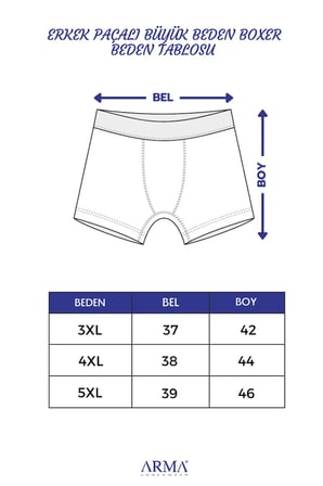 Büyük Beden Erkek Paçalı Boxer 2'li Paket %100 Pamuklu