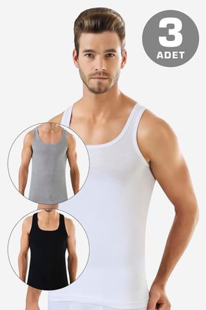Erkek Ribana Atlet 3'lü Paket %100 Pamuklu