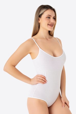Kadın İp Askılı Çıtçıtlı Atlet Body Zıbın Pamuklu Likralı 2'li Paket