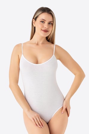 Kadın İp Askılı Çıtçıtlı Atlet Body Zıbın Pamuklu Likralı 2'li Paket