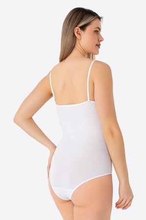 Kadın İp Askılı Çıtçıtlı Atlet Body Zıbın Pamuklu Likralı 2'li Paket