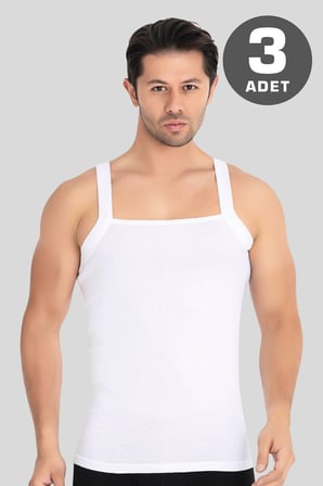 Erkek Geniş Biyeli Atlet %100 Pamuklu Ribana 3'lü Paket