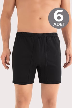 Erkek Paçalı Külot Boxer 6'lı Paket %100 Pamuk Penye