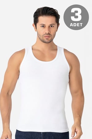 Erkek Fitilli Kaşkorse Atlet 3'lü Paket Esnek ve Yumuşak Kumaş