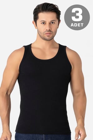 Erkek Fitilli Kaşkorse Atlet 3'lü Paket Esnek ve Yumuşak Kumaş