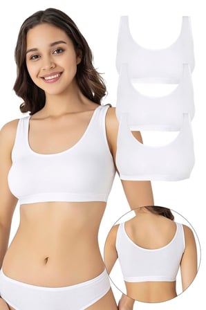 Kadın Bambu Kalın Askılı Çıkarılabilir Pedli Yarım Atlet Büstiyer 3'lü Paket