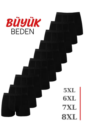 Erkek Büyük Beden Boxer Pamuklu Likralı 10'lu Paket