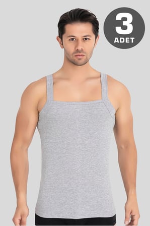 Erkek Geniş Biyeli Atlet %100 Pamuklu Ribana 3'lü Paket