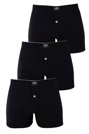 Erkek Düğmeli Boxer 3'lü Paket %100 Pamuklu Penye